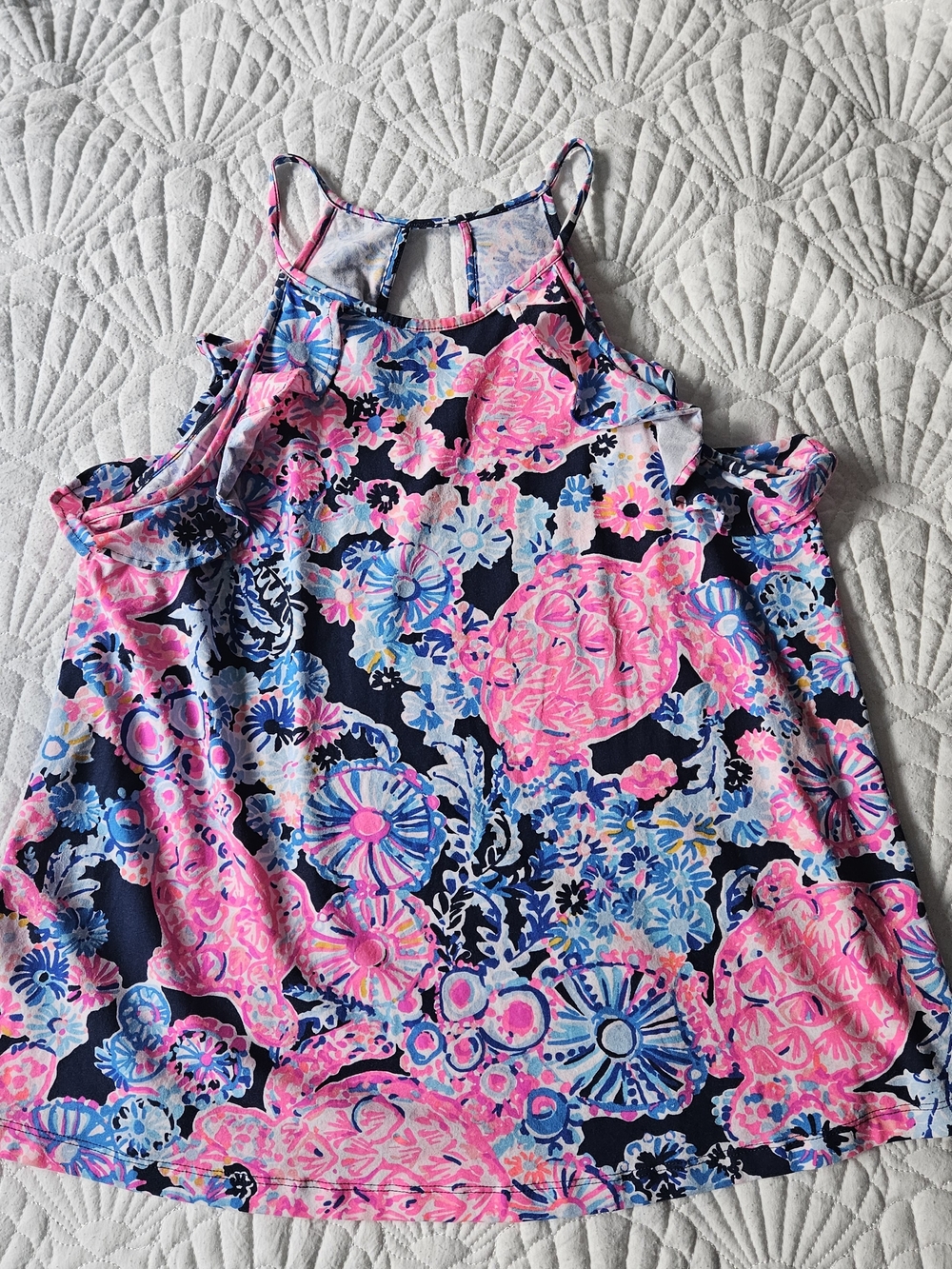 Lilly Pulitzer Pink & Blue Floral Cold-Shoulder Tank